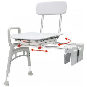 Cadeira de Banho Móvel para Idoso com Assento Giratório e Deslizante, suporta até 160 kg, Branca, EAGLE HEALTH SUPPLIES, Branco
