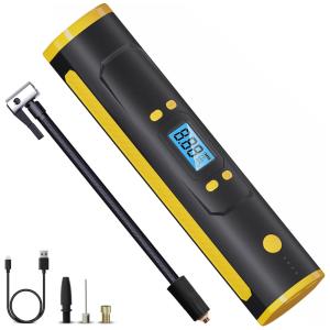 Compressor de Ar Portátil 150 PSI Recarregável com Tela LED e Bateria 6000mAh, 12V, TGBOX, Amarelo