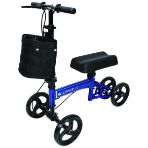 Andador 4 Rodas com Cesta e Apoio para Joelho Ideal para Lesões Suporta 136kg, ELENKER, Azul
