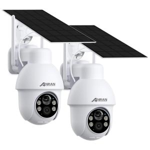 Câmera de Segurança sem Fio Solar Externa com Visão 360 conversa de 2 Vias 2 UN ANRAN Branca