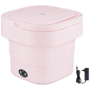 Mini Máquina de Lavar Portátil 1 Kg com Cesto de Drenagem, Bivolt, Meticuloso, Rosa