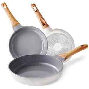 Jogo de Panelas e Frigideiras Antiaderentes em Granito com Utensílios, 13 Peças, YIIFEEO, Cinza