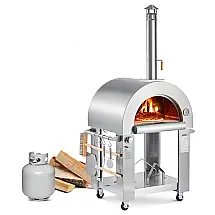Forno de Pizza VEVOR Multicombustível 26" Pellets e Gás Pedra Refratária Portátil Externo
