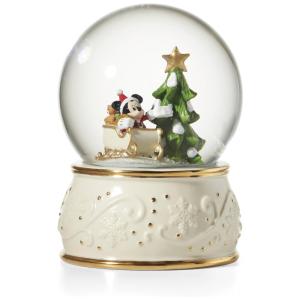 Globo de Neve Lenox Mickey Mouse em Porcelana com Detalhes em Ouro 24K, 14 cm de Altura