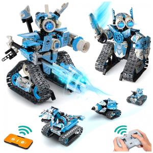 Robô Programável Educacional Coplus 398 Peças com Controle Remoto para Crianças Acima de 6 Anos, Azul