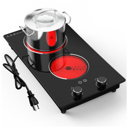 Cooktop Elétrico Portátil com 2 Bocas, 9 Níveis de Potência, Trava para Crianças, Temporizador e Proteção Contra Superaquecimento
