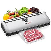 Seladora a Vácuo para Alimento Úmidos e Secos com Cortador Embutido, 130W, 110v, BONSENKITCHEN VS3905, Prateado