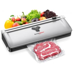 Seladora a Vácuo para Alimento Úmidos e Secos com Cortador Embutido, 130W, 110v, BONSENKITCHEN VS3905, Prateado