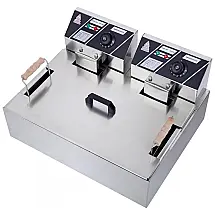 Fritadeira Elétrica Dupla Profissional 23 Litros de Capacidade, Aço Inoxidável, 110V 5000W, ROVSUN