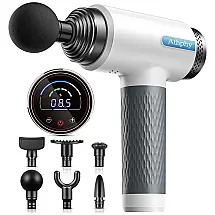 Muscle Massageador Pistola Elétrico Profissional Sem Fio 6 Acessórios e 6 Velocidades, Branco