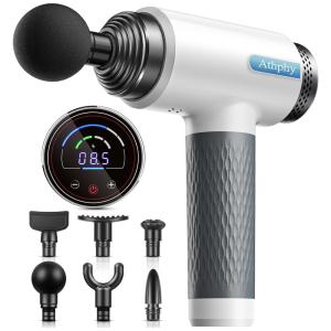 Muscle Massageador Pistola Elétrico Profissional Sem Fio 6 Acessórios e 6 Velocidades, Branco