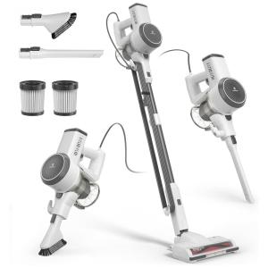 Aspirador de Pó com Sucção de 20 Kpa e Iluminação LED para Pisos Duros, 110V 600W Girnoor G165, Branco