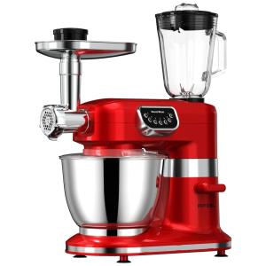 AIFEEL Batedeira de Bancada 8 em 1, Capacidade 8L com 5 Velocidades, Aço Inoxidável, 800W, 110V, Vermelha