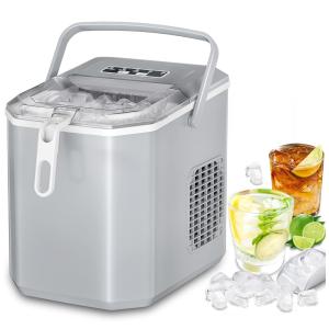 Máquina de Gelo até 12 kg em 24H Portátil com Alça e Colher, 110V, COWSAR R600a, Cinza