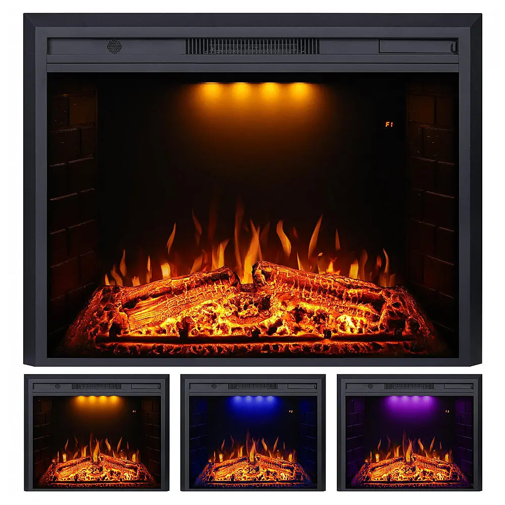 Lareira Elétrica Valuxhome 90x70cm 1500W Chamas LED Som Crackling Embutir 110V