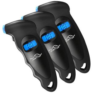 JUSTTOP Conjunto de 3 Medidores Digitais de Pressão de Pneus, 150PSI, 4 Configurações para Carros, Caminhões e Bicicletas