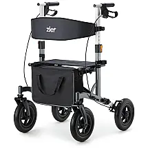 Andador Adulto Idoso com Apoio de Braço, Assento Acolchoado e Cesto, Suporta até 136 kg, ZLER, Preto