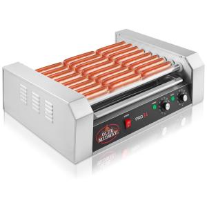 Máquina para Cachorro Quente em Aço Inoxidável com 9 Rolos até 24 Salsichas, 110V 1200W, OLDE MIDWAY, Prata