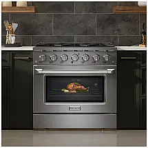 Fogão a Gás Empava EMPV-36GR08 36 Polegadas 6 Bocas 20K BTU Forno de Convecção 120V