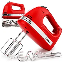 Batedeira de Mão Elétrica com 5 Velocidades e 4 Acessórios 250W, 110v, MUELLER AUSTRIA MU HM, Vermelho