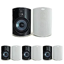 Caixas de som externas Polk Audio Atrium 4 brancas, par all‑weather compacto com woofer de 11,4 cm e suporte Speed‑Lock, kit com 4 pares