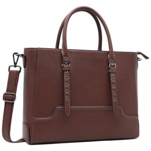 EaseGave Bolsa, Pasta de Couro Ecológico para Laptop, Feminina, Marrom