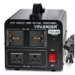 Transformador de Tensão 1000W, Converta 220V para 110V e 110V para 220V, Yinleader VTF 1000VA, Preto