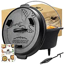 Overmont Panela de Ferro Fundido 6L Pré Temperada, com Alça de Metal