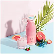 Mini Liquidificador Portátil 350mL com Carregamento sem Fio e à Prova de Derramamento, 50W, BAZIX, Rosa