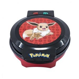 Máquina de Waffle, Tema Pokémon Eevee com Revestimento Antiaderente, 110V 900W, Uncanny Brands, Preto e Vermelho