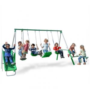 Set de Balanço Metálico Sportspower Park Ridge Verde/Branco com 2 Balanços, Balanço em Pé, Balancim Romano 2 Pessoas, Gangorra