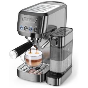 Máquina de Café Expresso 20 Bar com Vaporizador de Leite, Parede Dupla, Filtros ESE e Tanque de Água Removível de 1,4L, 110V 1350W