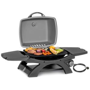 Churrasqueira a Gás 11.500 BTU com 1 Queimador e Mesas Laterais em Aço Inoxidável, MASTER COOK, Preto