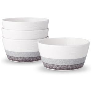 Conjunto de Tigelas 740mL com 4 Peças, Material de Porcelana e Formato Redondo, Noritake G038-500D, Branco e Cinza
