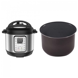 Panela de Pressão Elétrica 9 em 1, 6L com Painel de LED e Panela Revestida de Cerâmica, 110V, Instant Pot, Prata