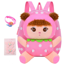 Mochila infantil Suerico com boneca de pelúcia destacável em lona, para crianças de 1 a 5 anos