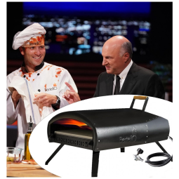 Forno de Pizza a Lenha e Gás Portátil com Isolamento de Parede Dupla, Queimador a Gás, Bandeja de Madeira e Pedra para Pizza, Bertello