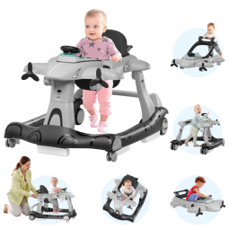 Andador Xilingol 6 em 1 com Rodas de Velocidade Ajustável, Altura Ajustável, Assento Acolchoado, Dobrável, para Bebês de 6-12 Meses