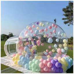 Casa de Bolha Inflável de 3m para Crianças, Tenda de Bolha Inflável de PVC Transparente com Túnel, Casa de Balão de Bolha com Soprador de Ar