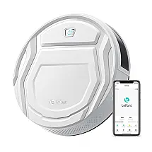 Aspirador de Pó Robô Inteligente e Automático 1800Pa de Potência com Auto Carga Wi Fi APP Alexa Controle Remoto, LEFANT M210, Branco