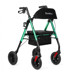Andador Rollator Ambliss para idosos, rodas de 20 cm, capacidade de 136 kg, leve, com assento, cesto, encosto largo, altura ajustável