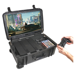 Estação de game portátil, com monitor. Console e acessórios não incluídos, CASE CLUB, Preto