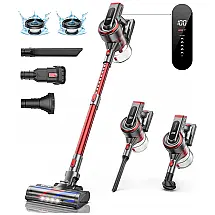Aspirador de Pó Multifuncional WLUPEL Hero 8 Pro sem Fio com Acessórios, Painel LED e Sucção Potente 32000PA, 110V 400W, Vermelho