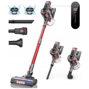 Aspirador de Pó Multifuncional WLUPEL Hero 8 Pro sem Fio com Acessórios, Painel LED e Sucção Potente 32000PA, 110V 400W, Vermelho