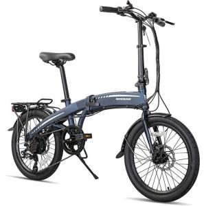 HILAND Rockshark Folding Electric Bike Ebike Aluminum 20 inch Electric Folding Bike Shimano 7 Speed Disc Brake Lightweight Aluminum 36V