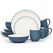Aparelho de Jantar Noritake Azul em Cerâmica, 16 Peças Redondas para Todas as Ocasiões