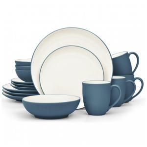 Aparelho de Jantar para Todas as Ocasiões com 16 Peças, Formato Redondo e Material de Cerâmica, Noritake, Azul