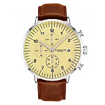 Relogio Cronografo Monarch 42mm com Pulseira em Couro Marrom, da Stuhrling.