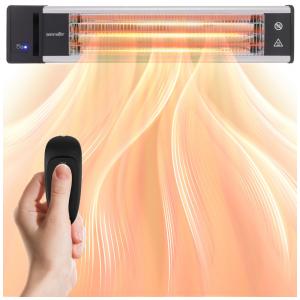 Aquecedor Elétrico Infravermelho Externo de Parede com Controle Remoto, 110V 1500W, SereneLife, Preto