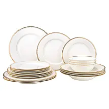 Aparelho de Jantar Euro Porcelain Amanda 20 Peças Bone China Serviço para 4 Friso de Ouro 24K